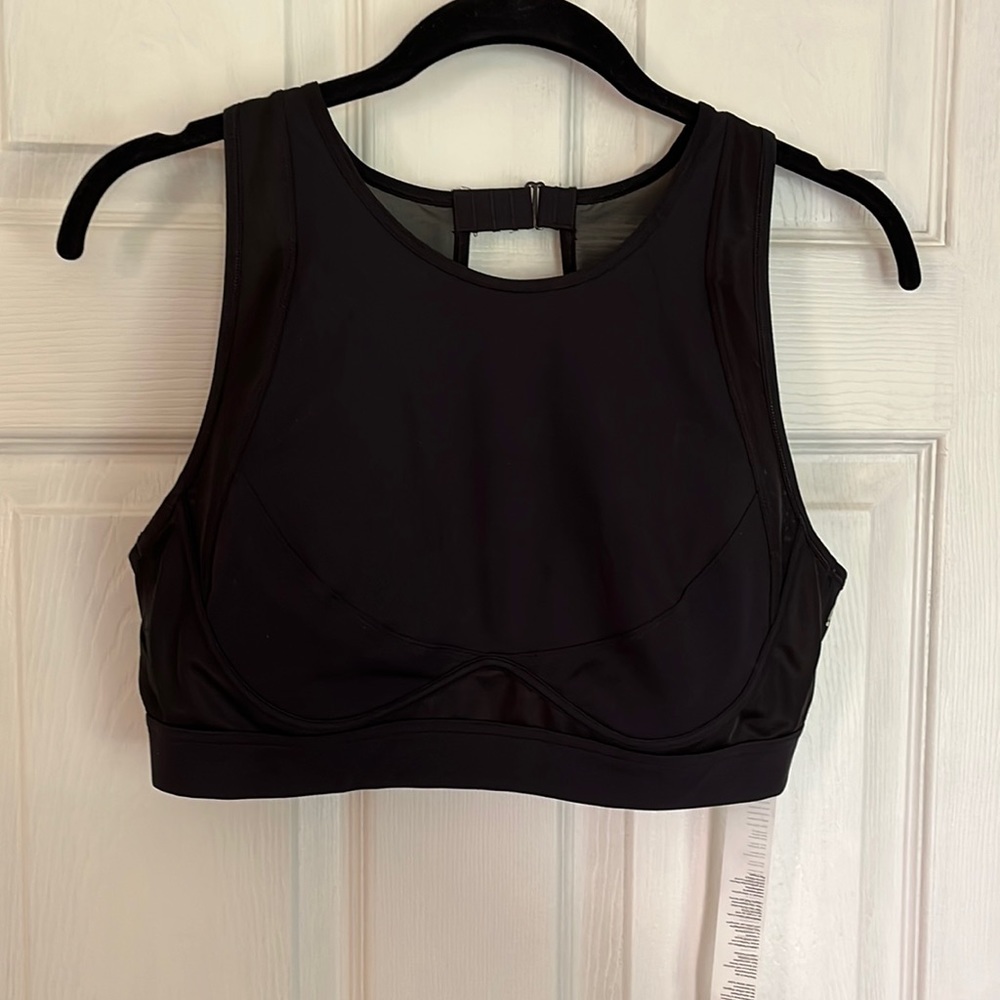 Fabletics Black Mesh Back Sports Bra L